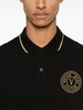 Black cotton polo shirt with embroidered logo