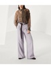Silk semi-sheer long sleeves shirt in brown
