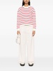 Rita white cotton sweater with red stripes and inserts