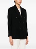 Black cotton blended double breasted blazer