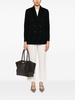 Black cotton blended double breasted blazer