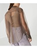 Silk semi-sheer long sleeves shirt in brown