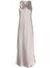 Crafted satin chantilly midi dress in grey