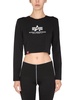 CROPPED FIT COTTON JERSEY T-SHIRT WITH LOGO PRINT