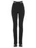 RIBBED VISCOSE BLEND PANTS WITH CUT OUT BELT