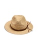 Raffia Trim Crochet Fedora - Natural
