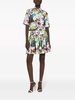 Floral pleated cotton poplin mini skirt