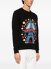Black Sweater with Drawn Varsity Embroidery