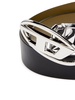 Black belt with oval silver logo buckle