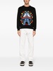Black Sweater with Drawn Varsity Embroidery