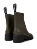 Green leather zip boots for women