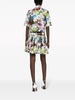 Floral pleated cotton poplin mini skirt