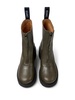 Green leather zip boots for women