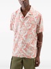 Tropical Print Bowling Shirt Coral