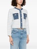Denim blue jacket with tweed design