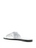 Metallic Flat Sandals with Embossed Motif in Metallic Leather Woman