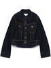 Blue Denim Cropped Jacket Contrast Stitching