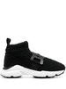 Black Shearling Logo-Plaque Trainers