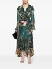 Ruffled silk midi wrap dress