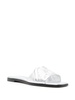 Metallic Flat Sandals with Embossed Motif in Metallic Leather Woman