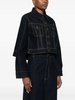 Blue Denim Cropped Jacket Contrast Stitching