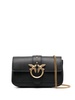 'Love One Pocket' Black Shoulder Bag With Logo Patch In Smooth Leather Woman