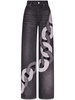chain-detail wide-leg jeans