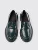 Green leather loafers for women