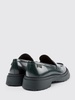 Green leather loafers for women