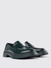 Green leather loafers for women