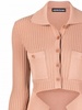 Ribbed-knit Mini Cardigan With Cut-out Pocket