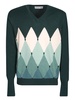 Diamond V-neck Beige/ Dark Green Jumper