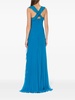 Turquoise Blue-green Silk Ruffled Gown