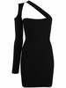 Ribbed-knit Asymmetrical Mono Shoulder Dress