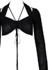 Fishnet-knit Bra With Strappy Details