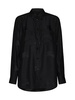 Black Loose Shirt With Tonal Logo Print In Silk Woman