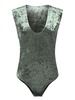 Olive Green Iridescent Velvet Bodysuit