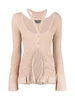 Ribbed-knit Cardigan With Double Layers