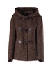 Brown Wool Duffle Coat Fishbone Design