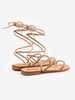 Wrap Flat Sandals With Gold Rhinestones