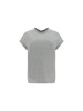Short-sleeved T-shirt In Elasticized Stretch Cotton With A Crew Neck Edged With Jewels