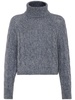 Wool and mohair cable knit turtleneck sweater with monili