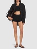 Chunky knit cotton blend cropped top