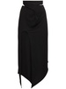 Fluid jersey crossed waist midi skirt