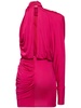 Draped jersey one sleeve mini dress