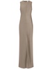 Viscose blend crepe long dress
