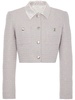 Sequined tweed cropped jacket w/ collar