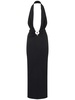 Pierced Orbit long lycra halter dress
