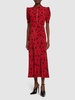 Printed silk short sleeve long dress