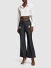 Butterfly raw cotton denim crop jeans